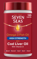 SEVEN SEAS Omega-3 Fish Oil High Strength Plus Cod Liver Oil (120 Capsules)